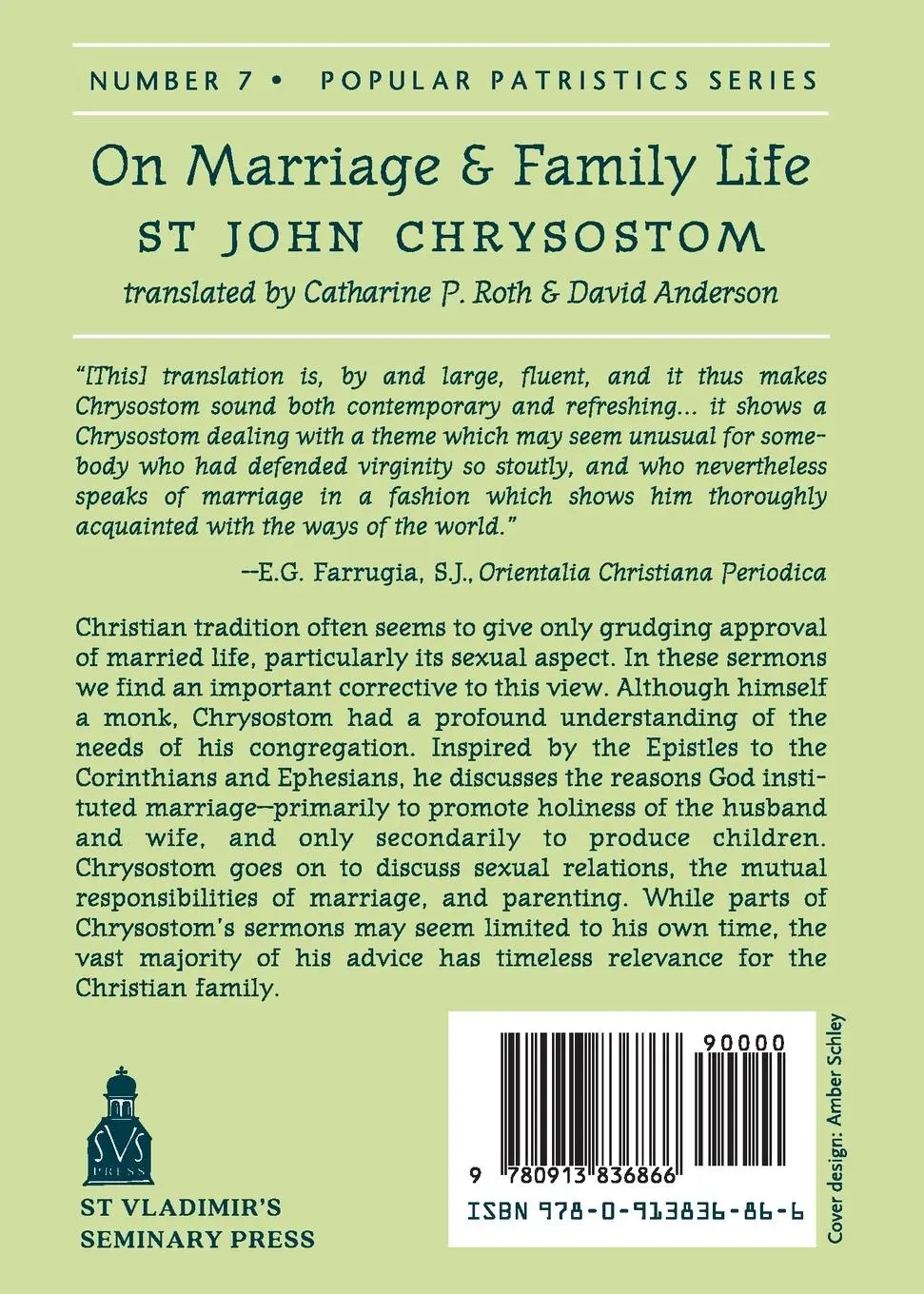 Rückseite: 9780913836866 | On Marriage and Family Life | St. John Chrysostom | Taschenbuch | 1986