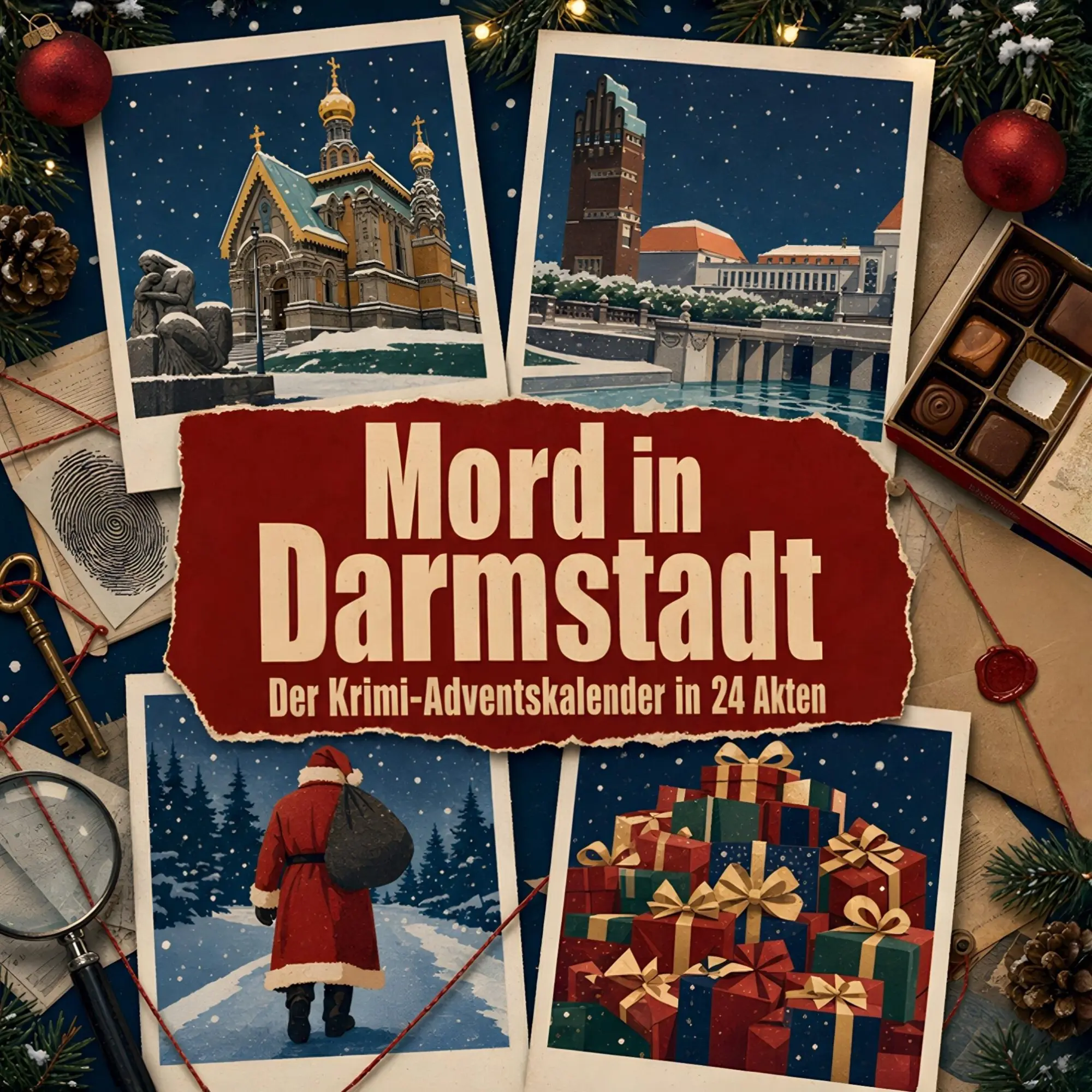 Cover: 9783696116866 | Mord in Darmstadt | Der Krimi-Adventskalender in 24 Akten | Hoffmann