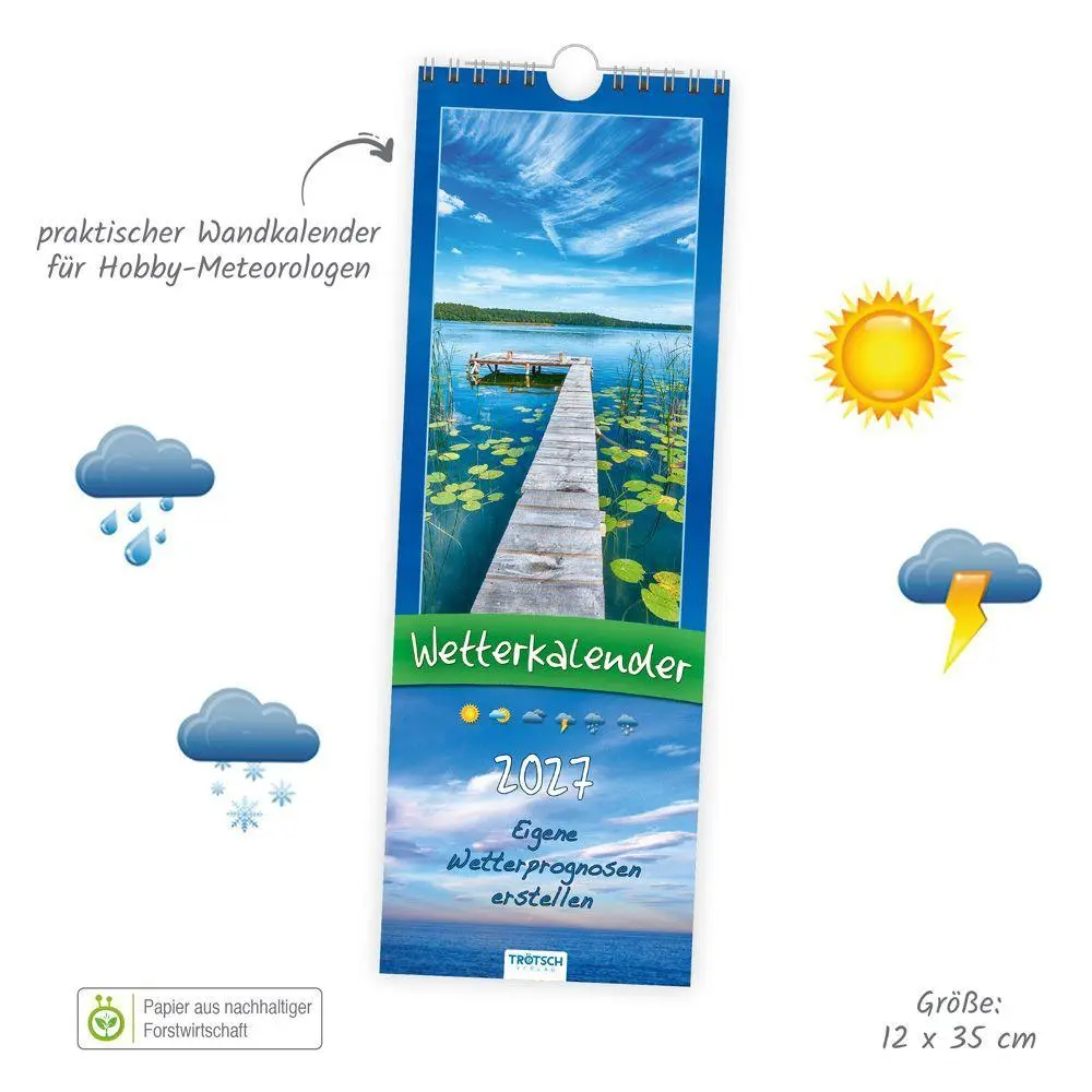 Bild: 9783988026866 | TRÖTSCH - Streifenkalender Wetterkalender 2027 Notizkalender | KG