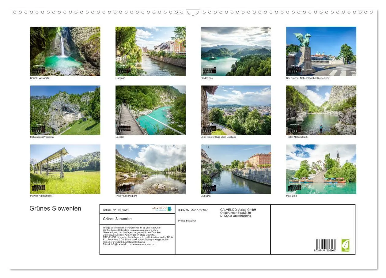 Bild: 9783457756966 | Grünes Slowenien (Wandkalender 2026 DIN A2 quer), CALVENDO...