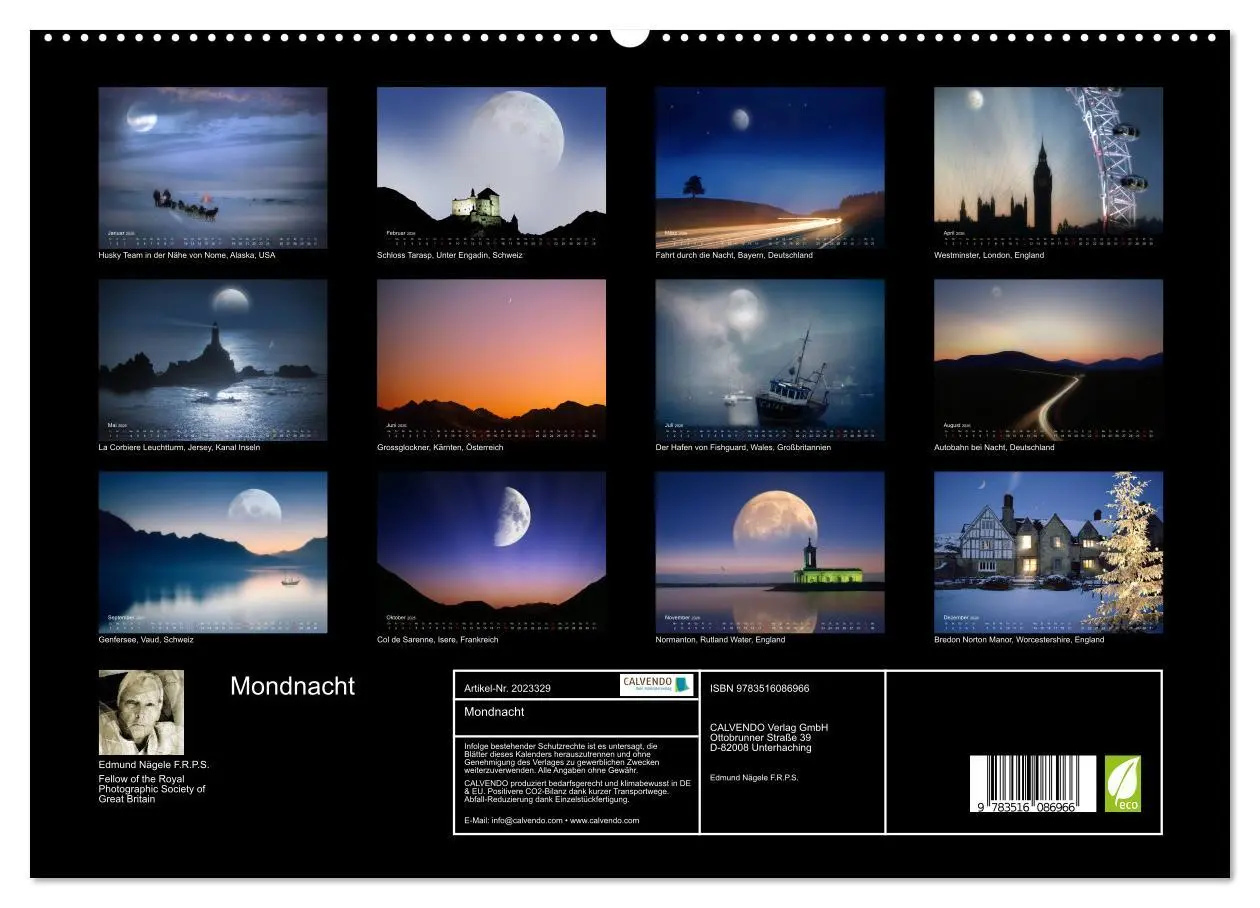 Bild: 9783516086966 | Mondnacht (hochwertiger Premium Wandkalender 2026 DIN A2 quer),...