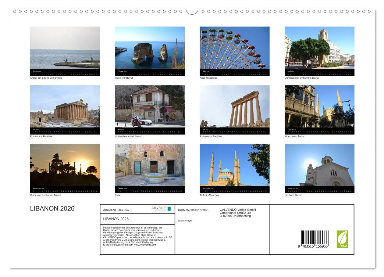 Bild: 9783516156966 | LIBANON 2026 (hochwertiger Premium Wandkalender 2026 DIN A2 quer),...