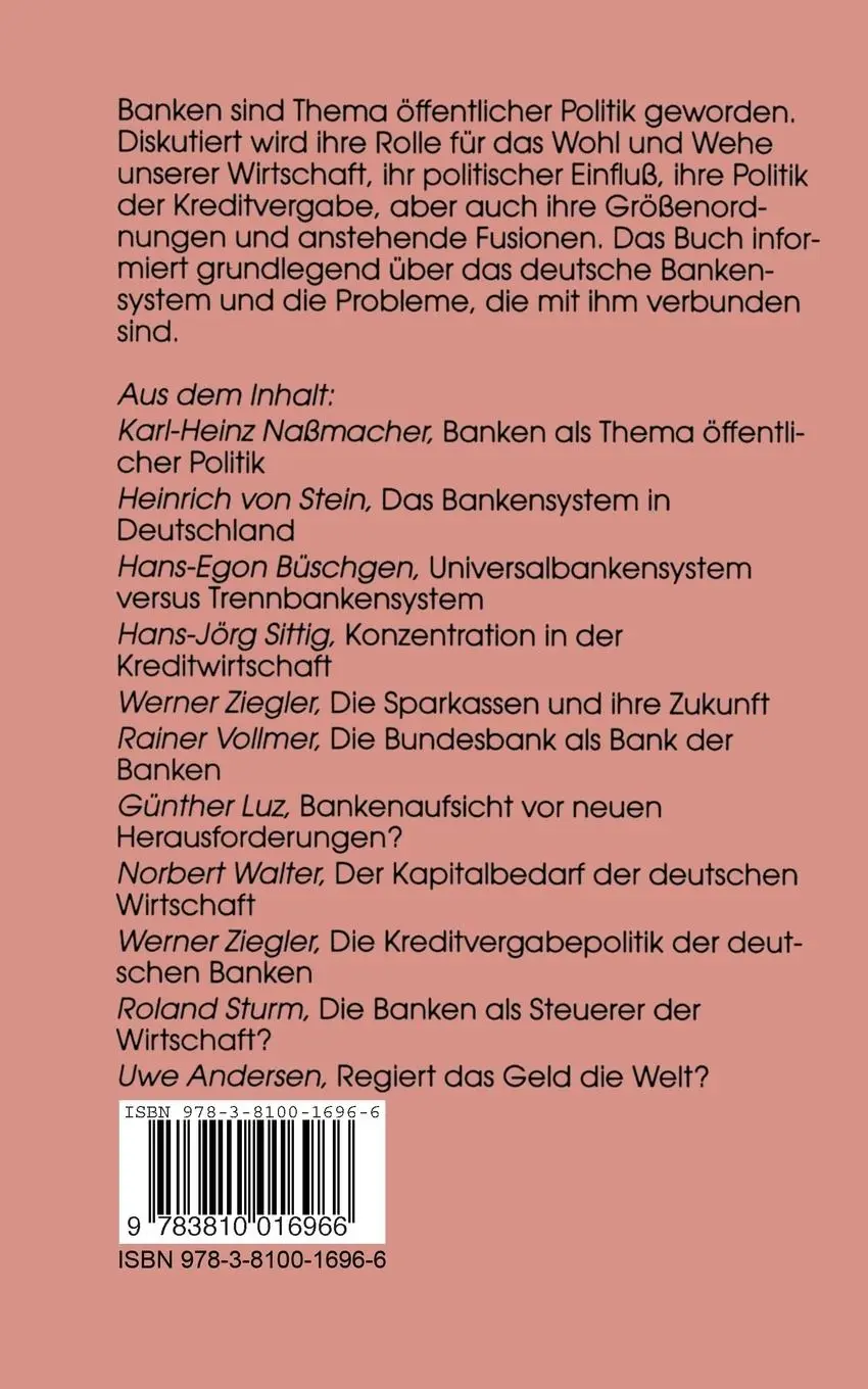 Rückseite: 9783810016966 | Banken in Deutschland | Wirtschaftspolitische Grundinformationen