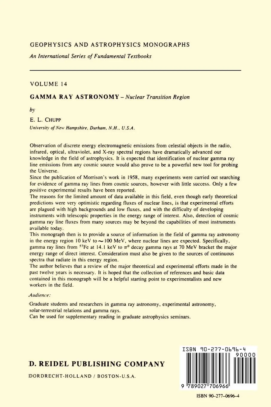 Rückseite: 9789027706966 | Gamma-Ray Astronomy | Nuclear Transition Region | E. L. Chupp | Buch