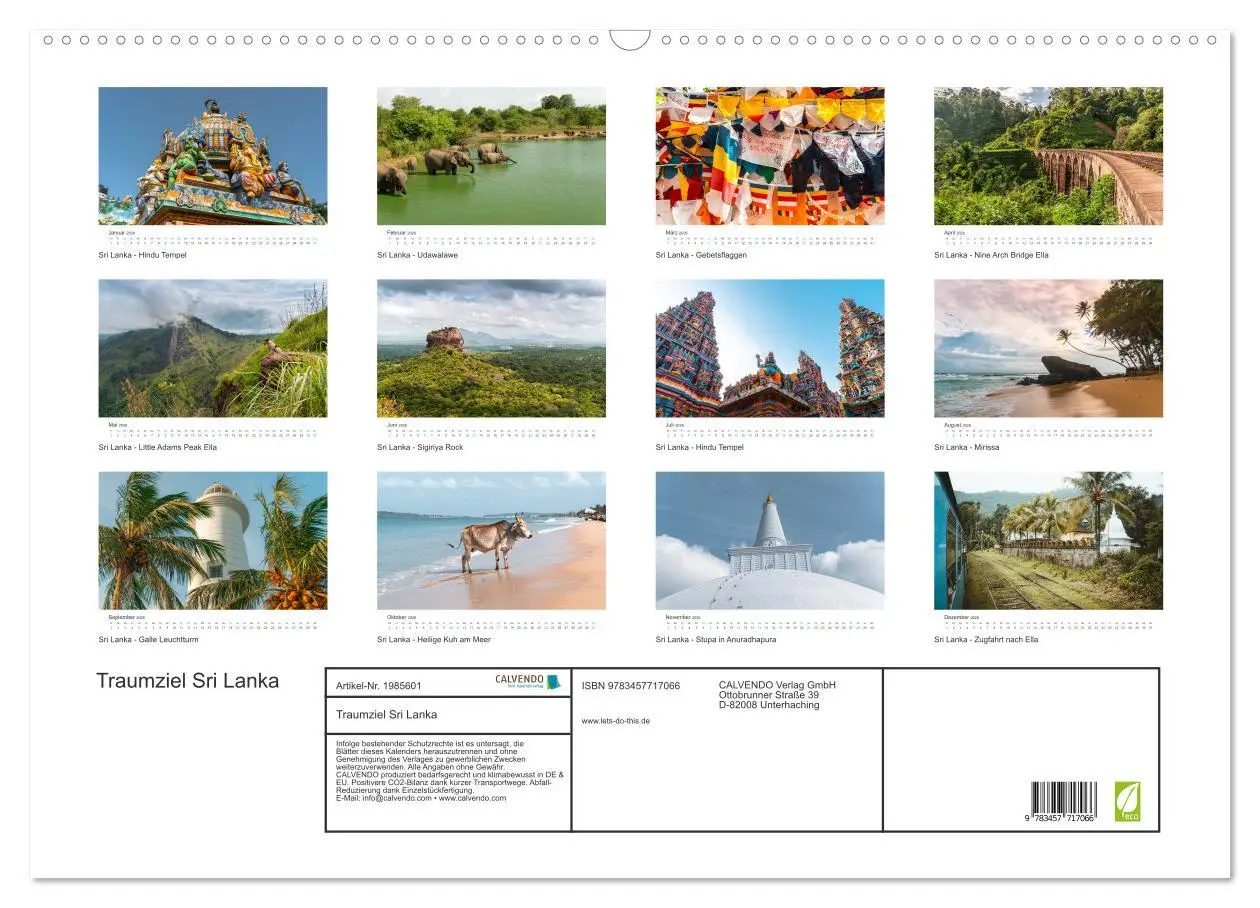 Bild: 9783457717066 | Traumziel Sri Lanka (Wandkalender 2026 DIN A2 quer), CALVENDO...