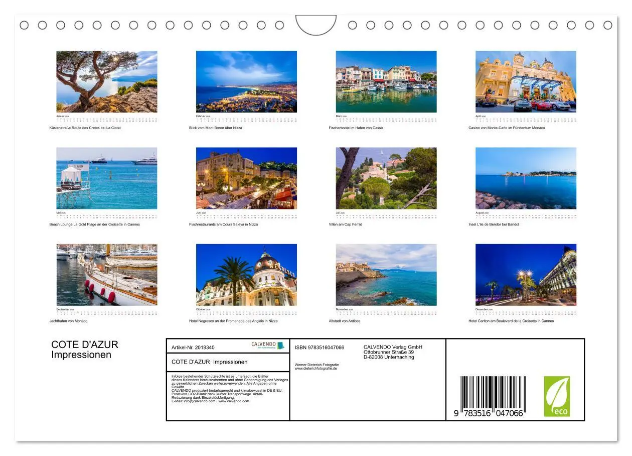 Bild: 9783516047066 | COTE D'AZUR Impressionen (Wandkalender 2026 DIN A4 quer), CALVENDO...