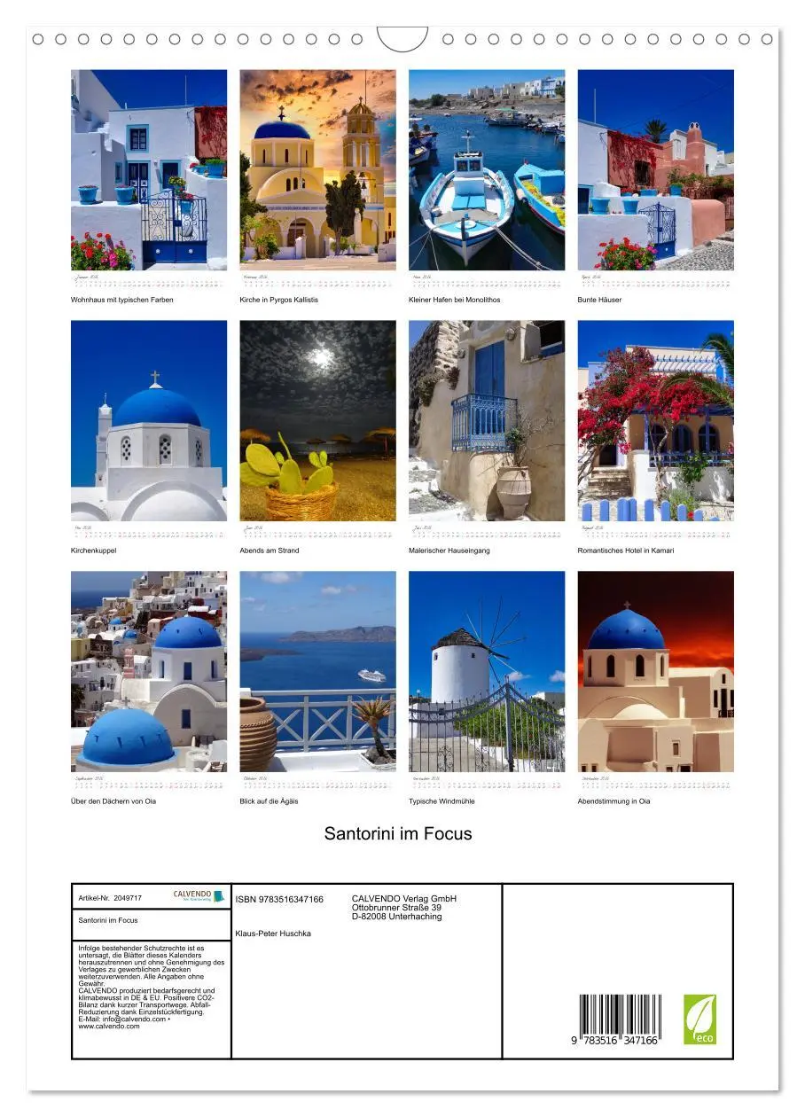Bild: 9783516347166 | Santorini im Focus (Wandkalender 2026 DIN A3 hoch), CALVENDO...