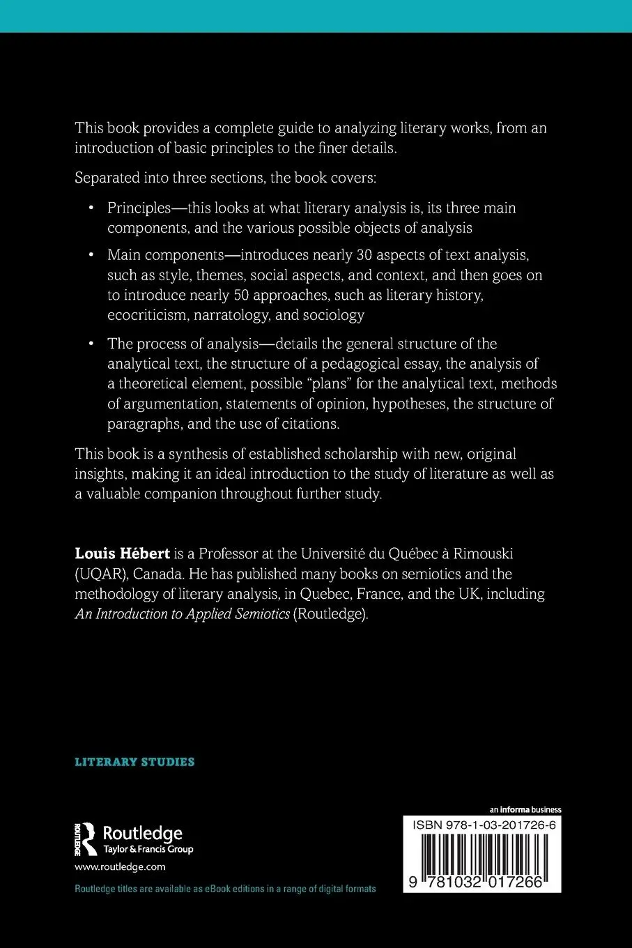 Rückseite: 9781032017266 | Introduction to Literary Analysis | A Complete Methodology | Hébert