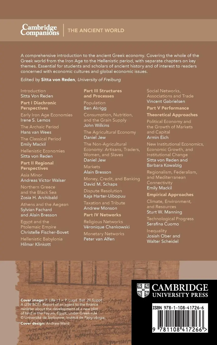Rückseite: 9781108417266 | The Cambridge Companion to the Ancient Greek Economy | Sitta Von Reden