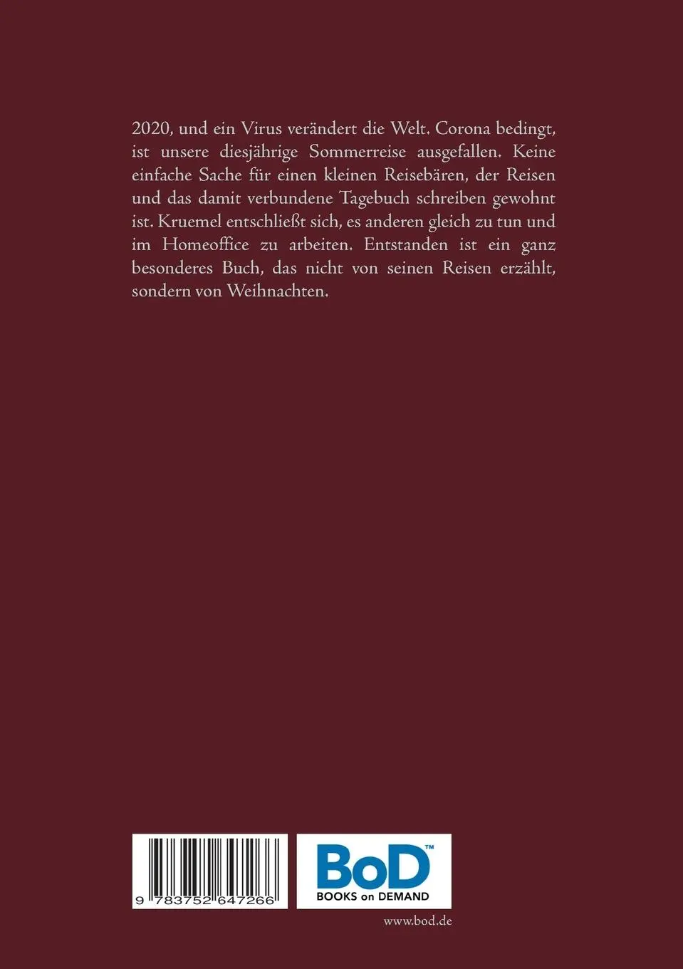 Rückseite: 9783752647266 | Kruemel im Homeoffice | dann eben ein Weihnachtsbuch | Maria Schuett