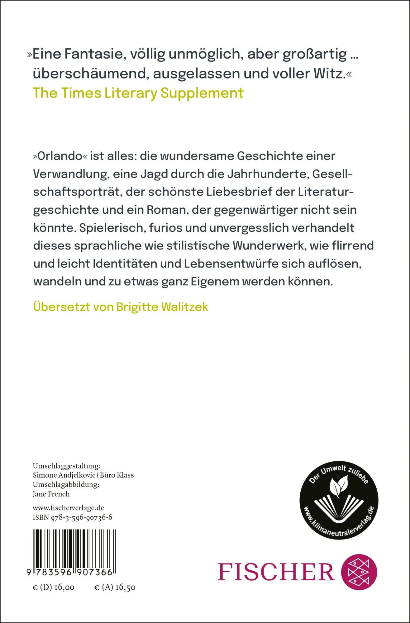 Rückseite: 9783596907366 | Orlando | Eine Biographie | Virginia Woolf | Taschenbuch | 304 S.