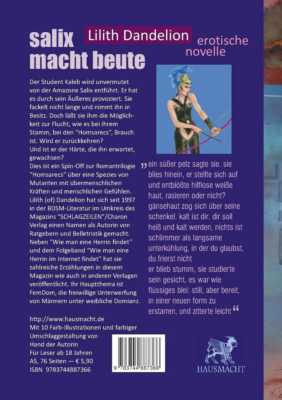 Rückseite: 9783744887366 | Salix macht Beute | Eine Novelle | Lilith Dandelion | Taschenbuch