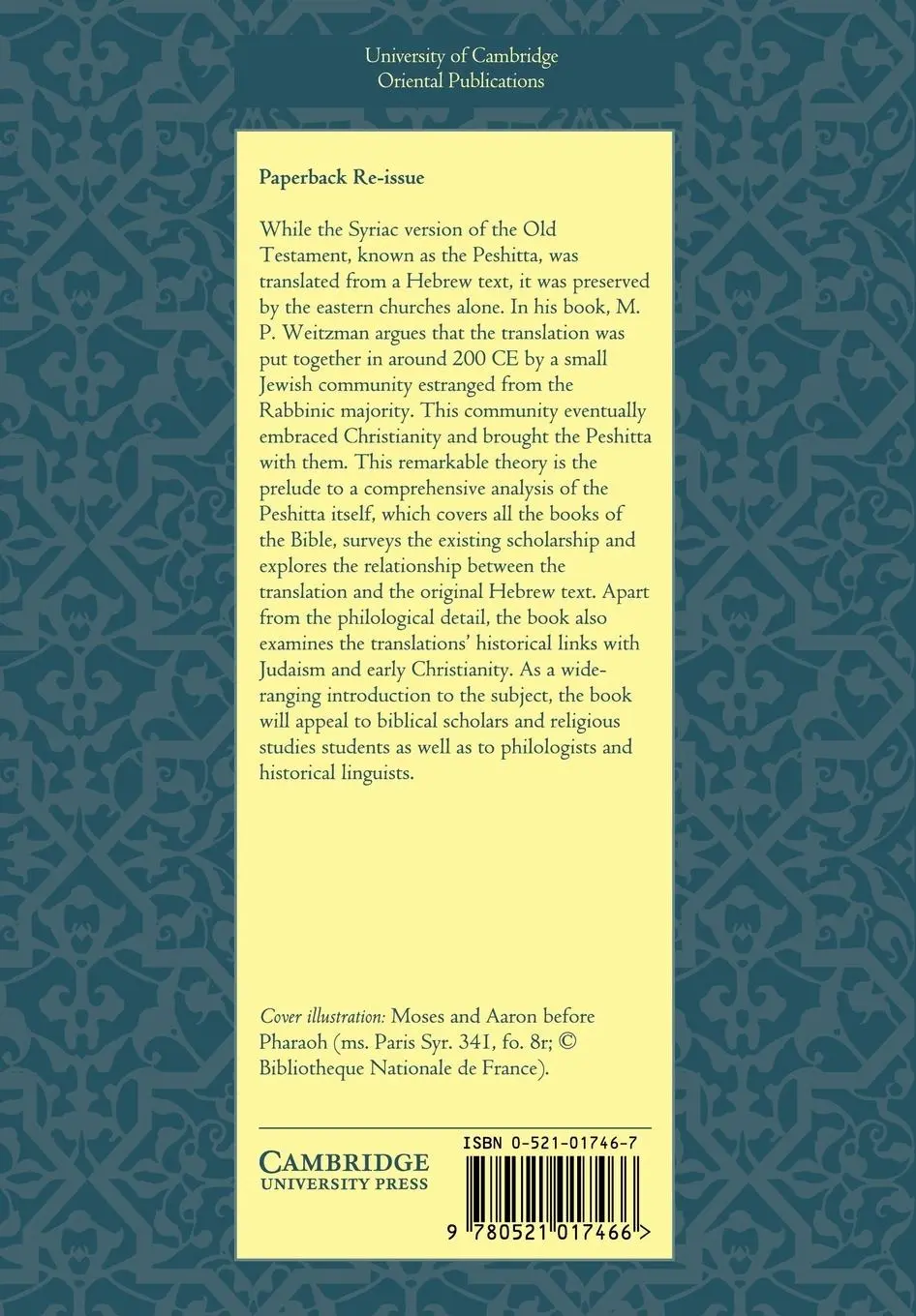 Rückseite: 9780521017466 | The Syriac Version of the Old Testament | Michael Weitzman (u. a.)