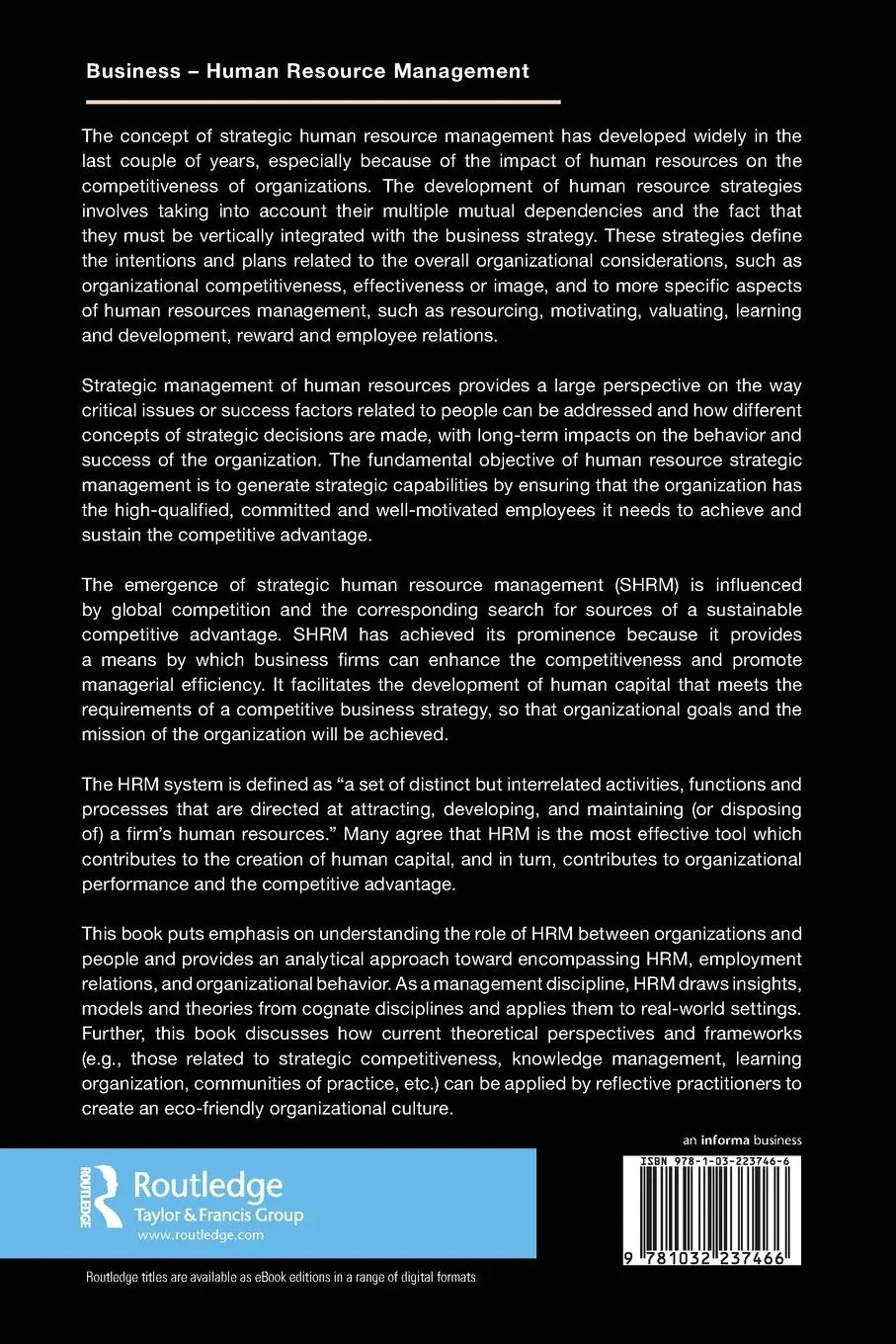 Rückseite: 9781032237466 | Strategic Human Resource Management | Ananda Das Gupta | Taschenbuch