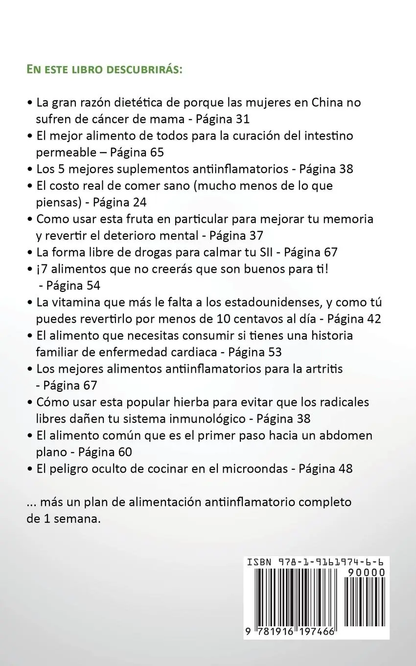 Rückseite: 9781916197466 | La Dieta Antiinflamatoria | Jason Michaels | Taschenbuch | Spanisch
