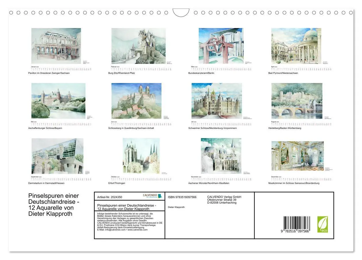 Bild: 9783516097566 | Pinselspuren einer Deutschlandreise - 12 Aquarelle von Dieter...