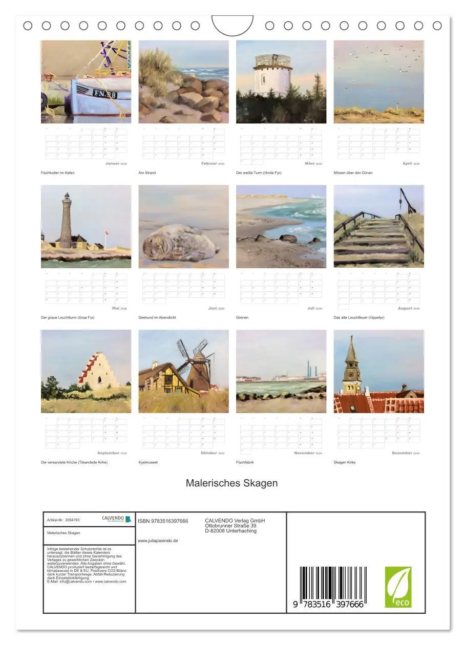Bild: 9783516397666 | Malerisches Skagen (Wandkalender 2026 DIN A4 hoch), CALVENDO...