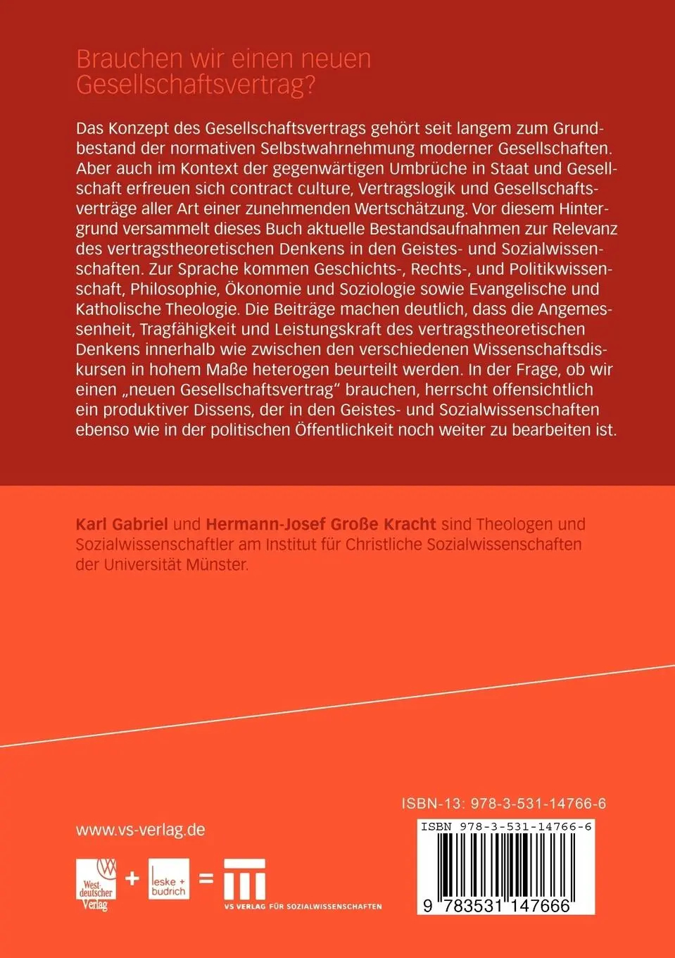 Rückseite: 9783531147666 | Brauchen wir einen neuen Gesellschaftsvertrag? | Kracht (u. a.) | Buch