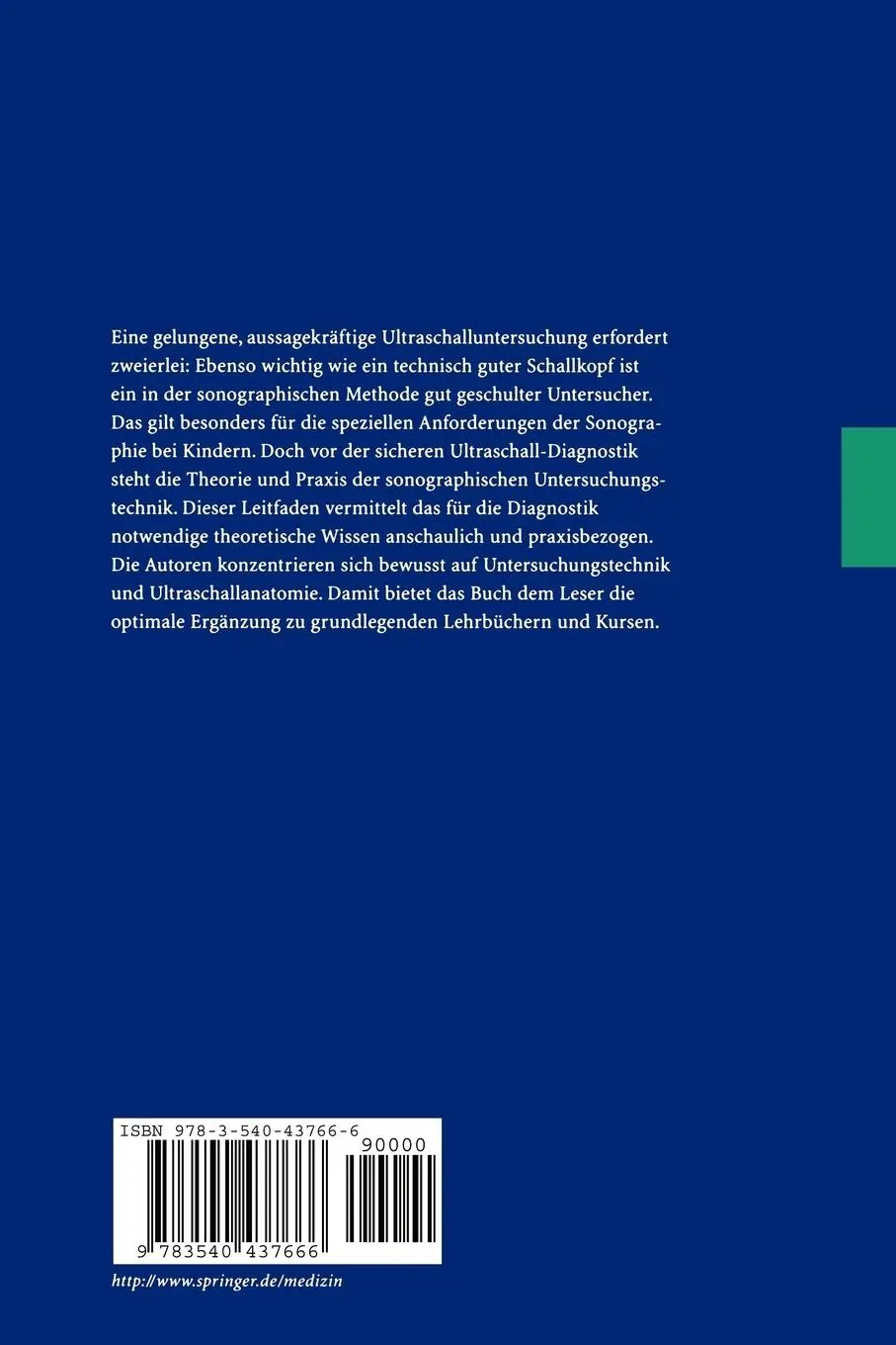 Rückseite: 9783540437666 | Sonographische Untersuchungstechnik bei Kindern und Jugendlichen | x