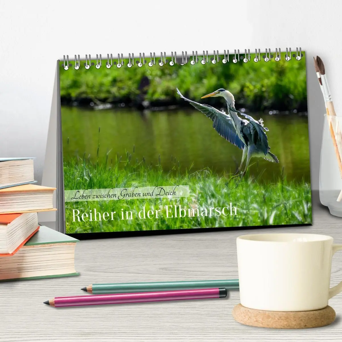 Bild: 9783594377666 | Reiher in der Elbmarsch (Tischkalender 2027 DIN A5 quer), CALVENDO...