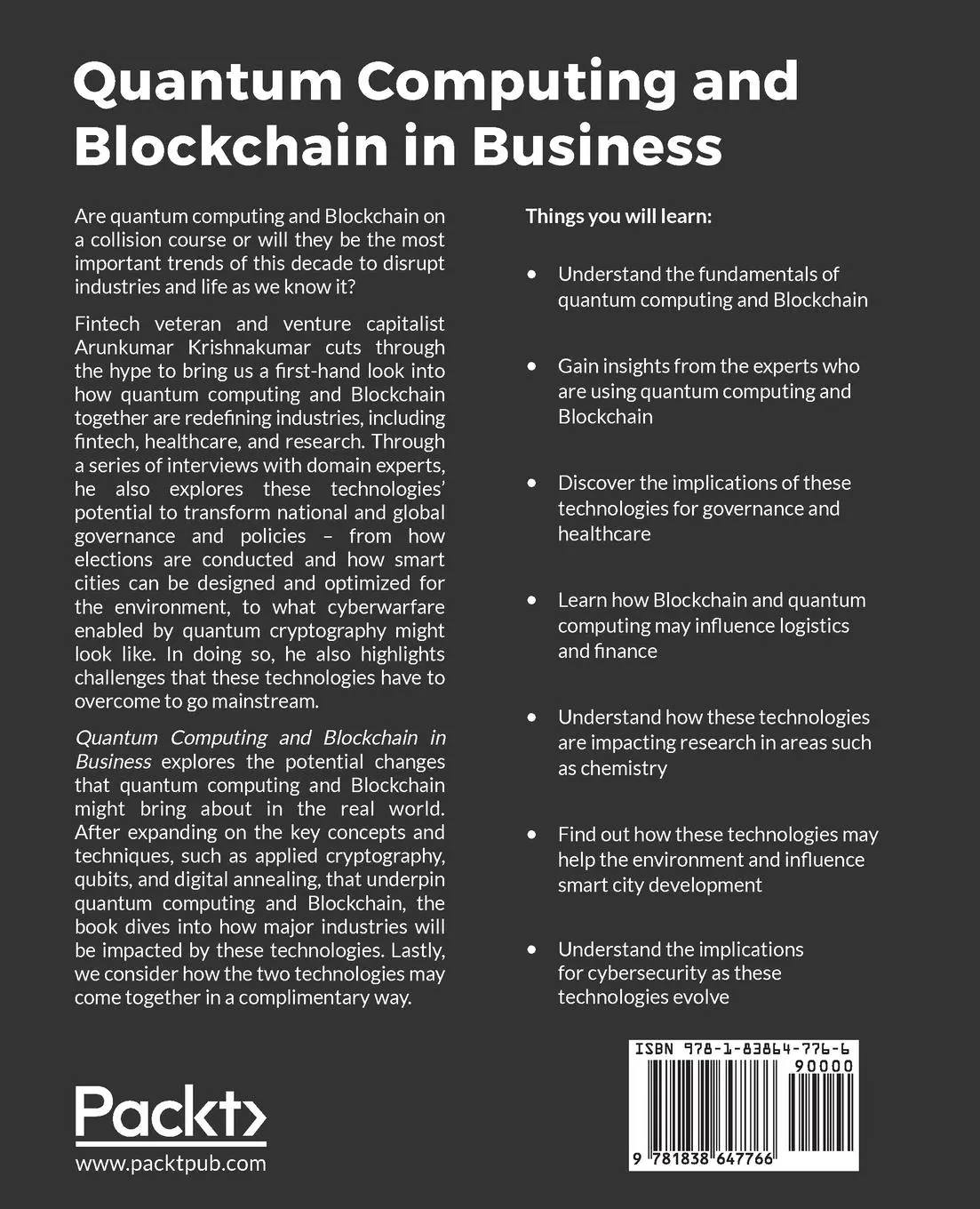 Rückseite: 9781838647766 | Quantum Computing and Blockchain in Business | Arun Krishnakumar