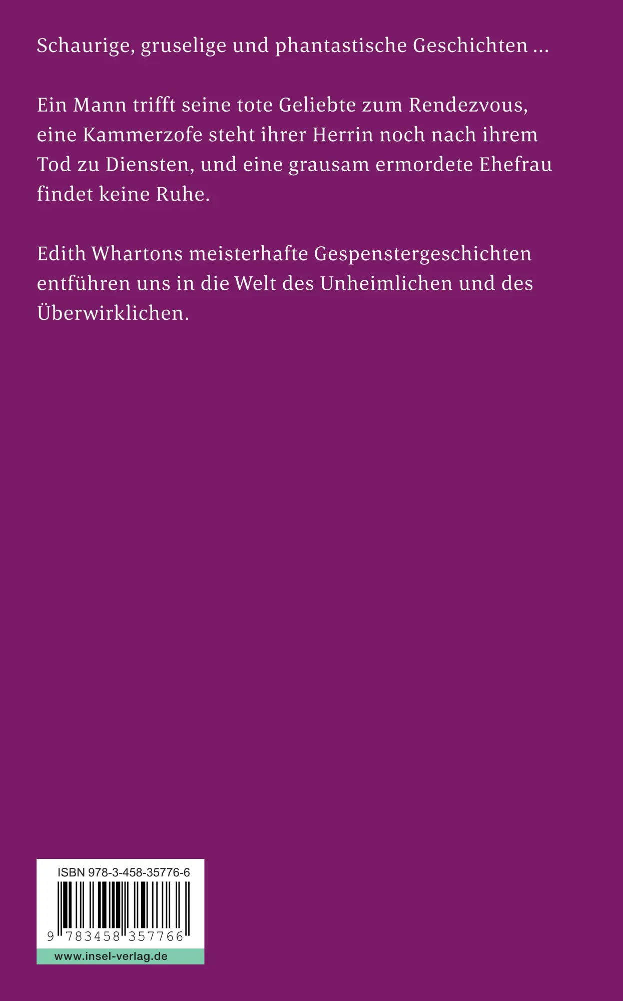 Rückseite: 9783458357766 | Gespenstergeschichten | Edith Wharton | Taschenbuch | 313 S. | Deutsch