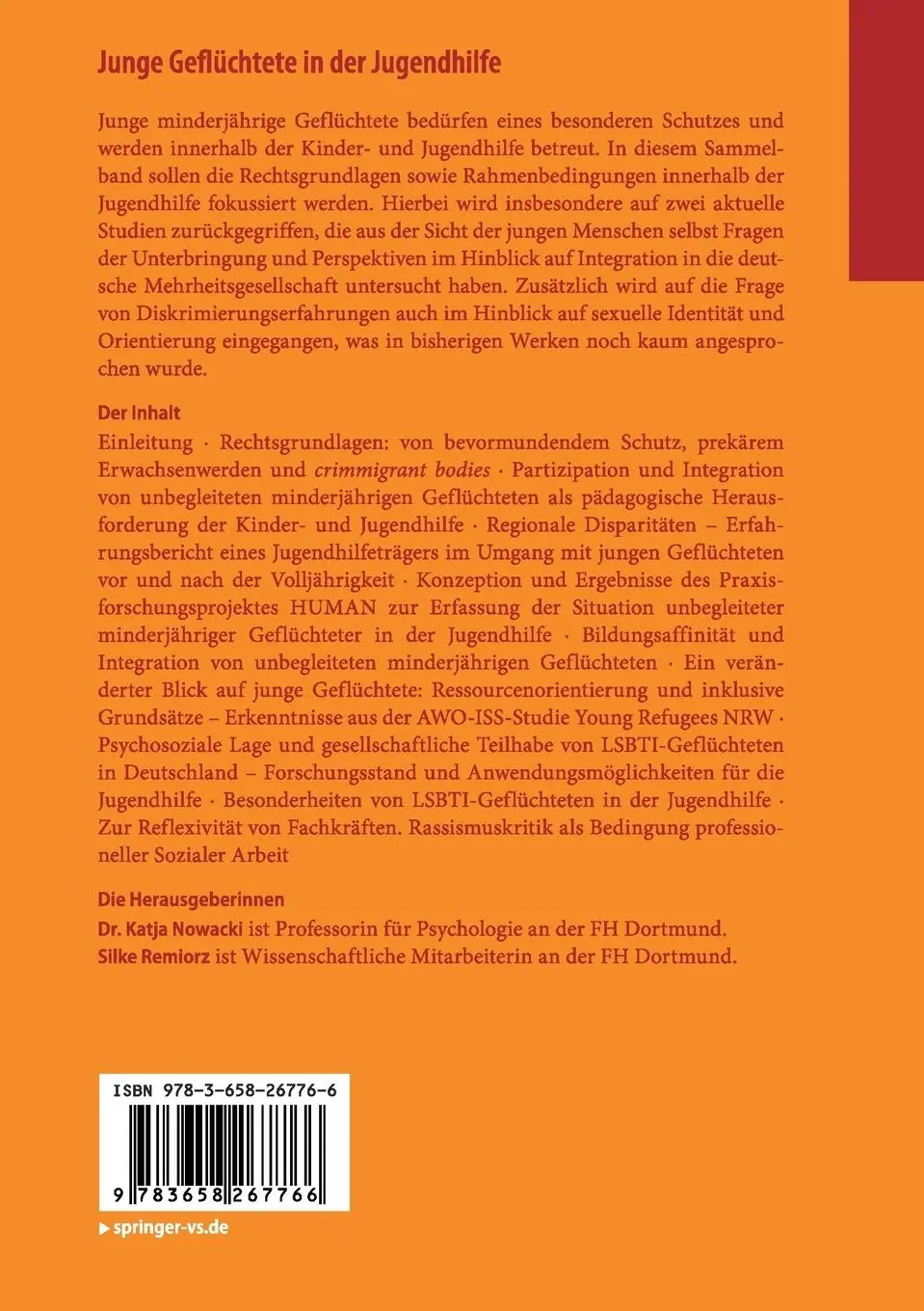 Rückseite: 9783658267766 | Junge Geflüchtete in der Jugendhilfe | Silke Remiorz (u. a.) | Buch