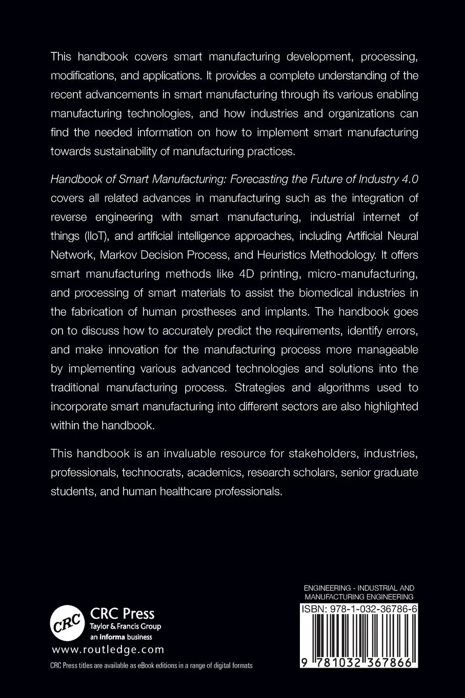 Rückseite: 9781032367866 | Handbook of Smart Manufacturing | Ajay (u. a.) | Taschenbuch | 2024