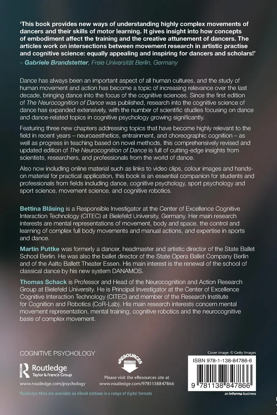 Rückseite: 9781138847866 | The Neurocognition of Dance | Mind, Movement and Motor Skills | Buch