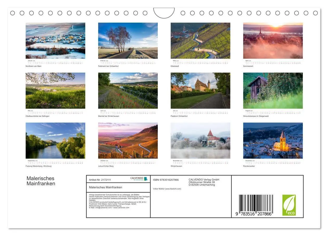 Bild: 9783516207866 | Malerisches Mainfranken (Wandkalender 2026 DIN A4 quer), CALVENDO...