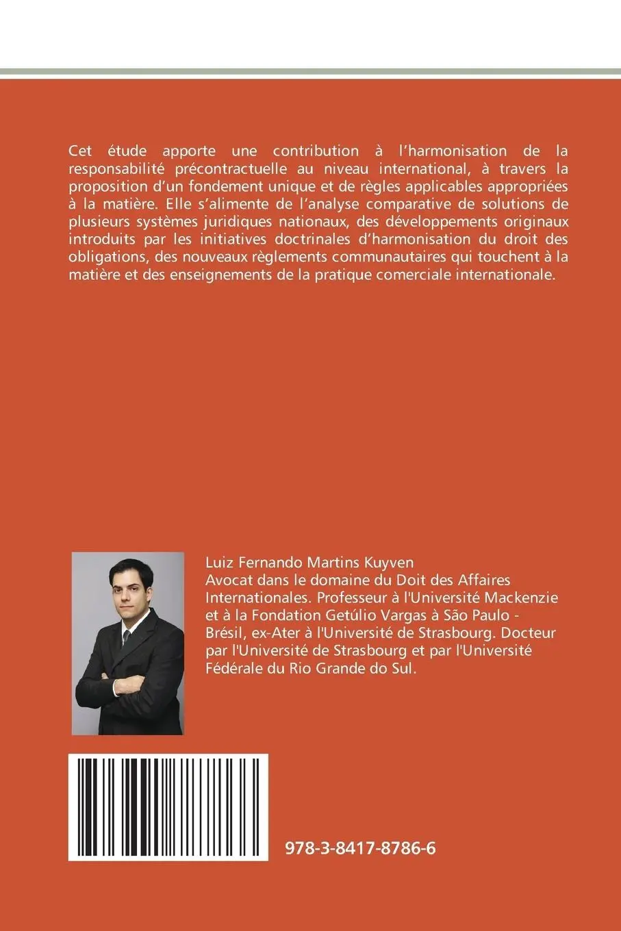 Rückseite: 9783841787866 | La responsabilité précontractuelle dans le commerce international