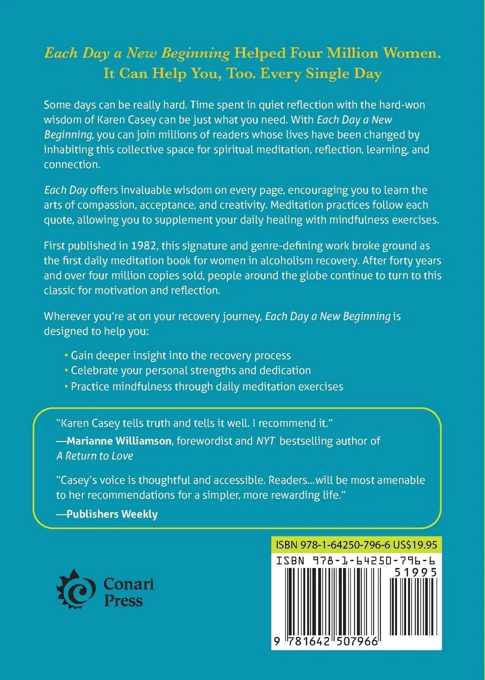 Rückseite: 9781642507966 | Each Day a New Beginning | Karen Casey | Taschenbuch | Englisch | 2022