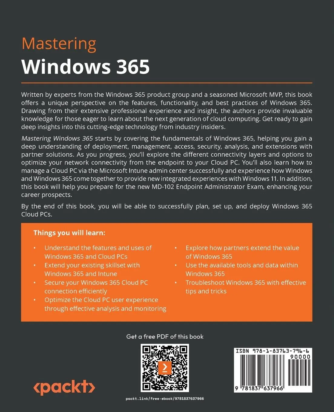 Rückseite: 9781837637966 | Mastering Windows 365 | Christiaan Brinkhoff (u. a.) | Taschenbuch
