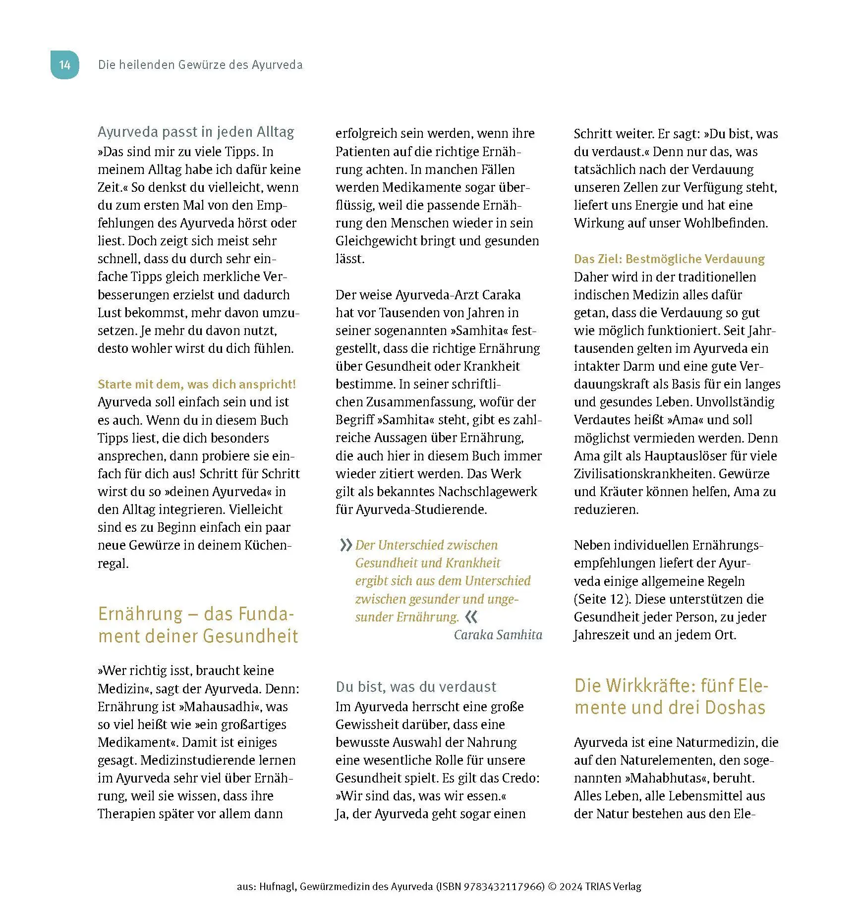 Bild: 9783432117966 | Gewürzmedizin des Ayurveda. Die Heilkraft der Gewürze nutzen | Hufnagl