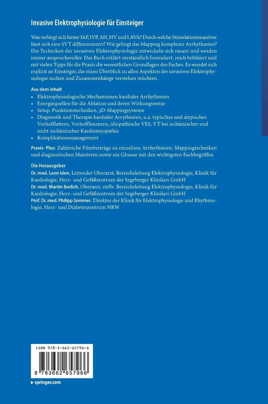 Rückseite: 9783662657966 | Invasive Elektrophysiologie für Einsteiger | Leon Iden (u. a.) | Buch