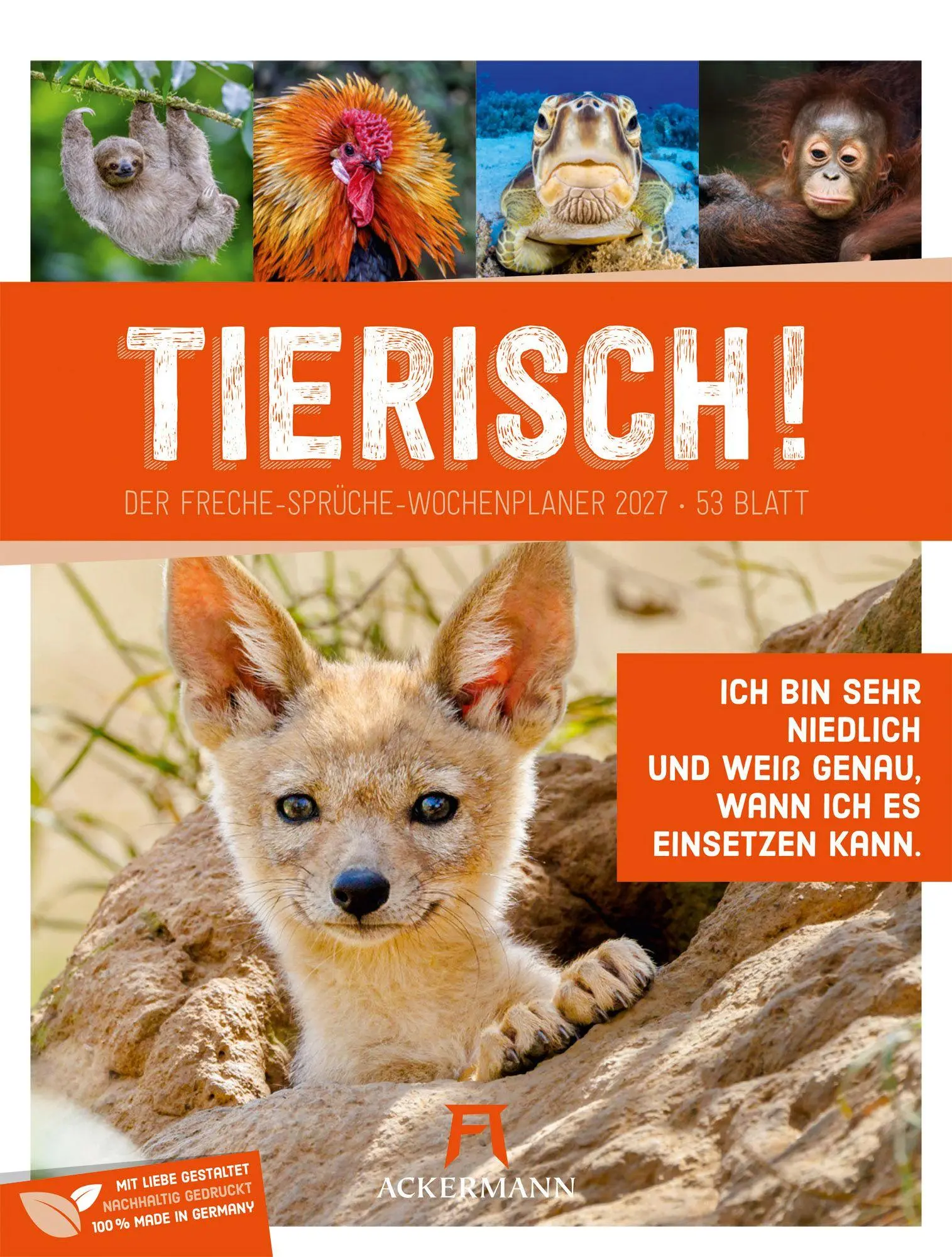 Cover: 9783838427966 | Tierisch Sprüchekalender Wochenplaner 2027 | GmbH | Kalender | 56 S.
