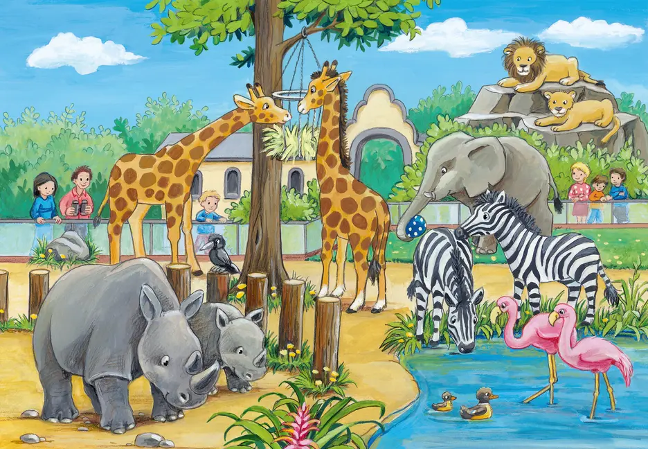 Bild: 4005556078066 | Kinderpuzzle 2x24 Teile - Willkommen im Zoo | 2 x 24-teiliges Puzzle