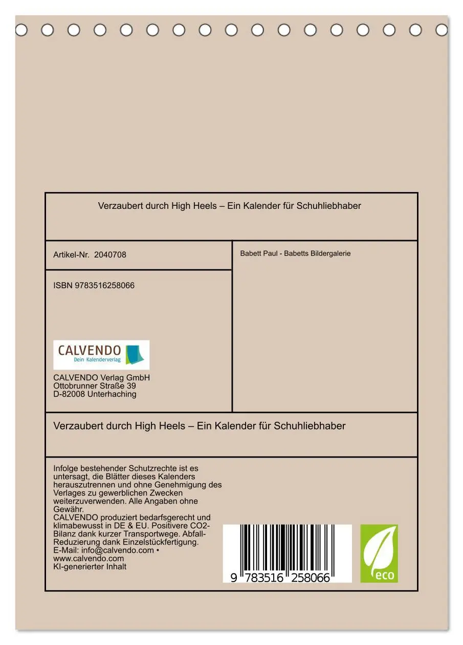 Bild: 9783516258066 | Verzaubert durch High Heels - Ein Kalender für Schuhliebhaber...