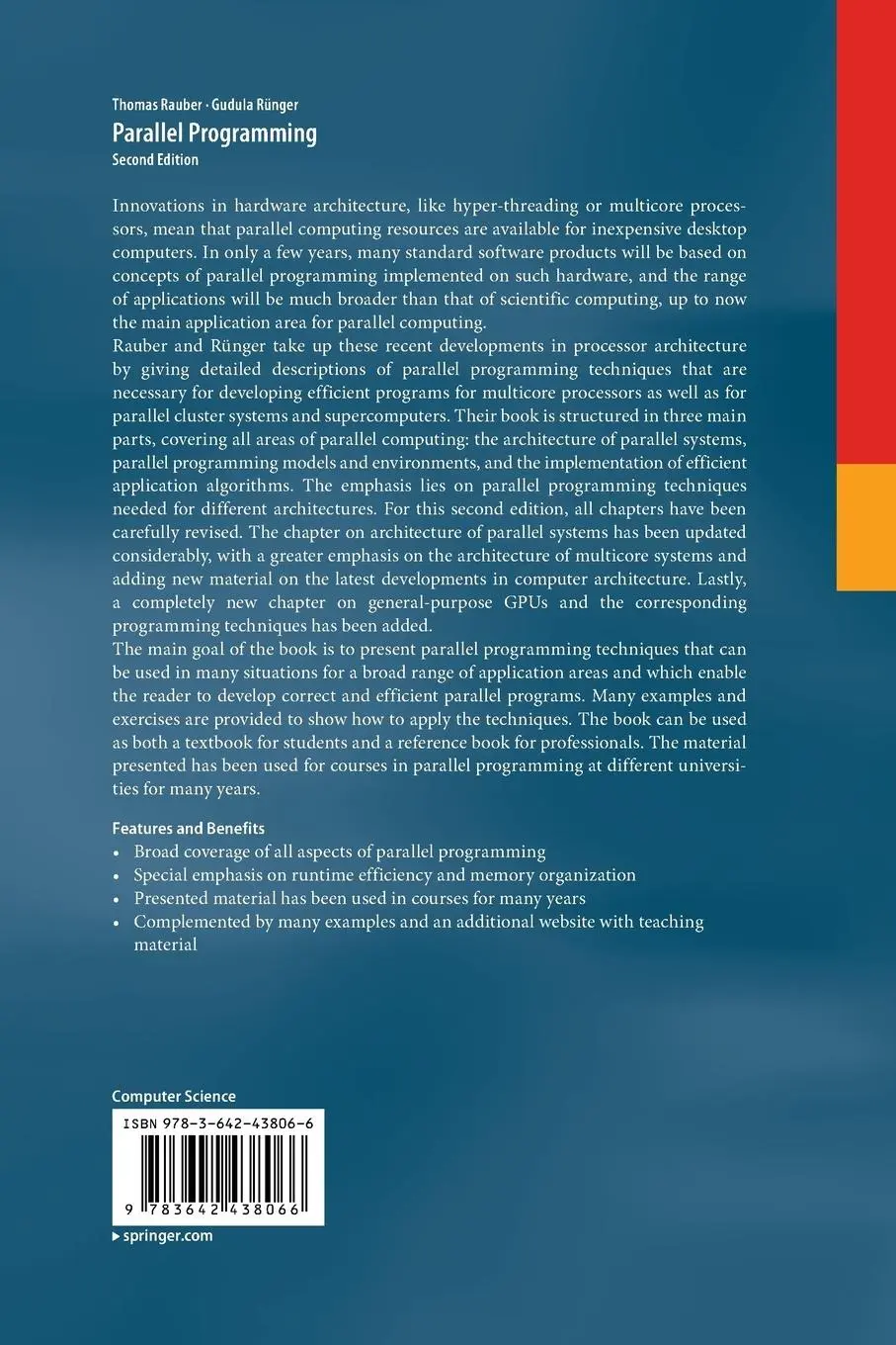 Rückseite: 9783642438066 | Parallel Programming | for Multicore and Cluster Systems | Taschenbuch