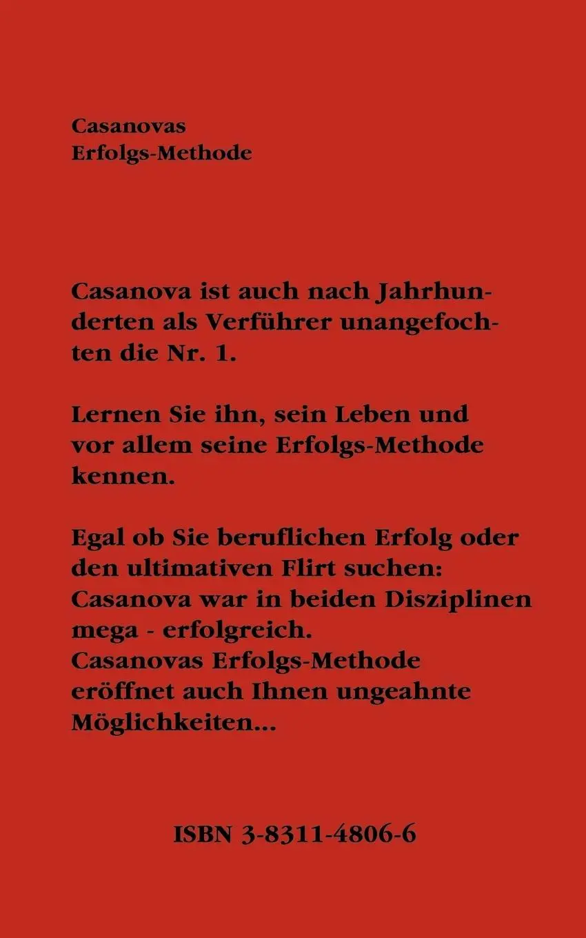 Rückseite: 9783831148066 | Casanovas Erfolgs-Methode | Franc Masón | Taschenbuch | 96 S. | 2003