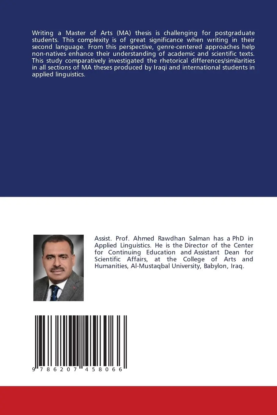 Rückseite: 9786207458066 | Generic Structure of Masters' Theses in Applied Linguistics | Salman