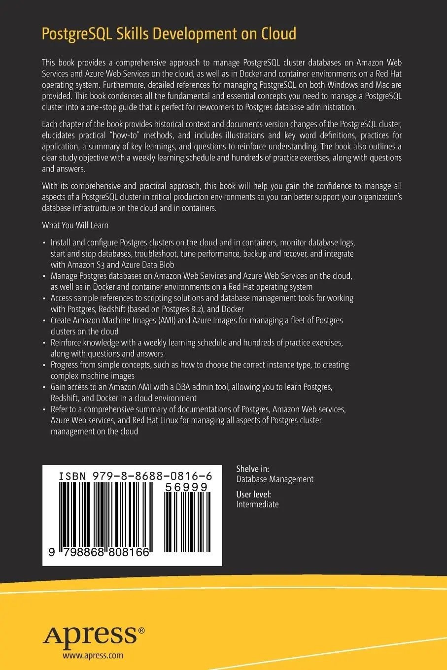 Rückseite: 9798868808166 | PostgreSQL Skills Development on Cloud | Venkateswara Vadlamani | Buch