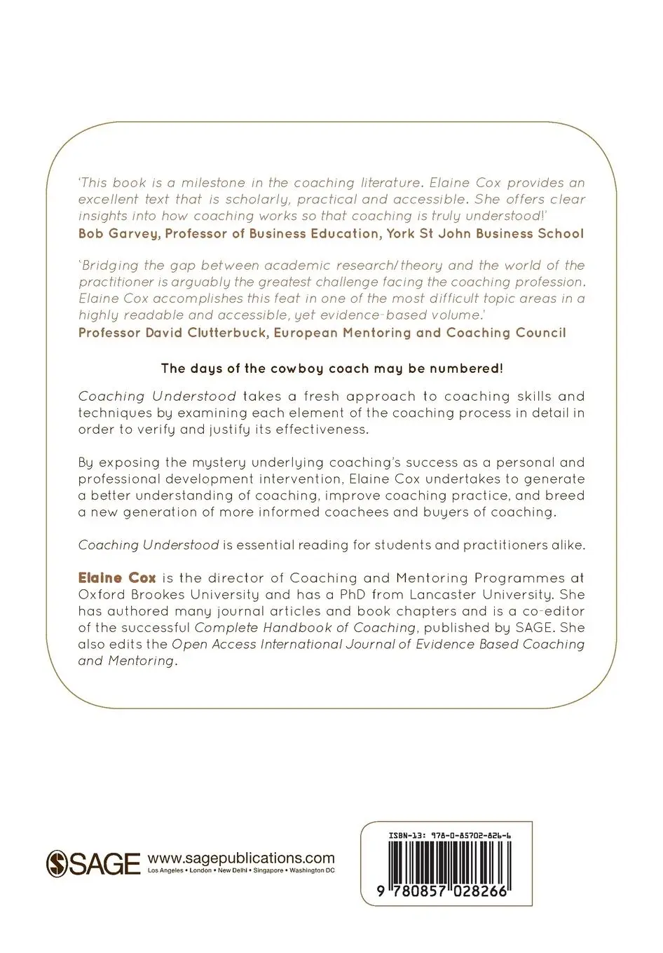 Rückseite: 9780857028266 | Coaching Understood | A Pragmatic Inquiry into the Coaching Process