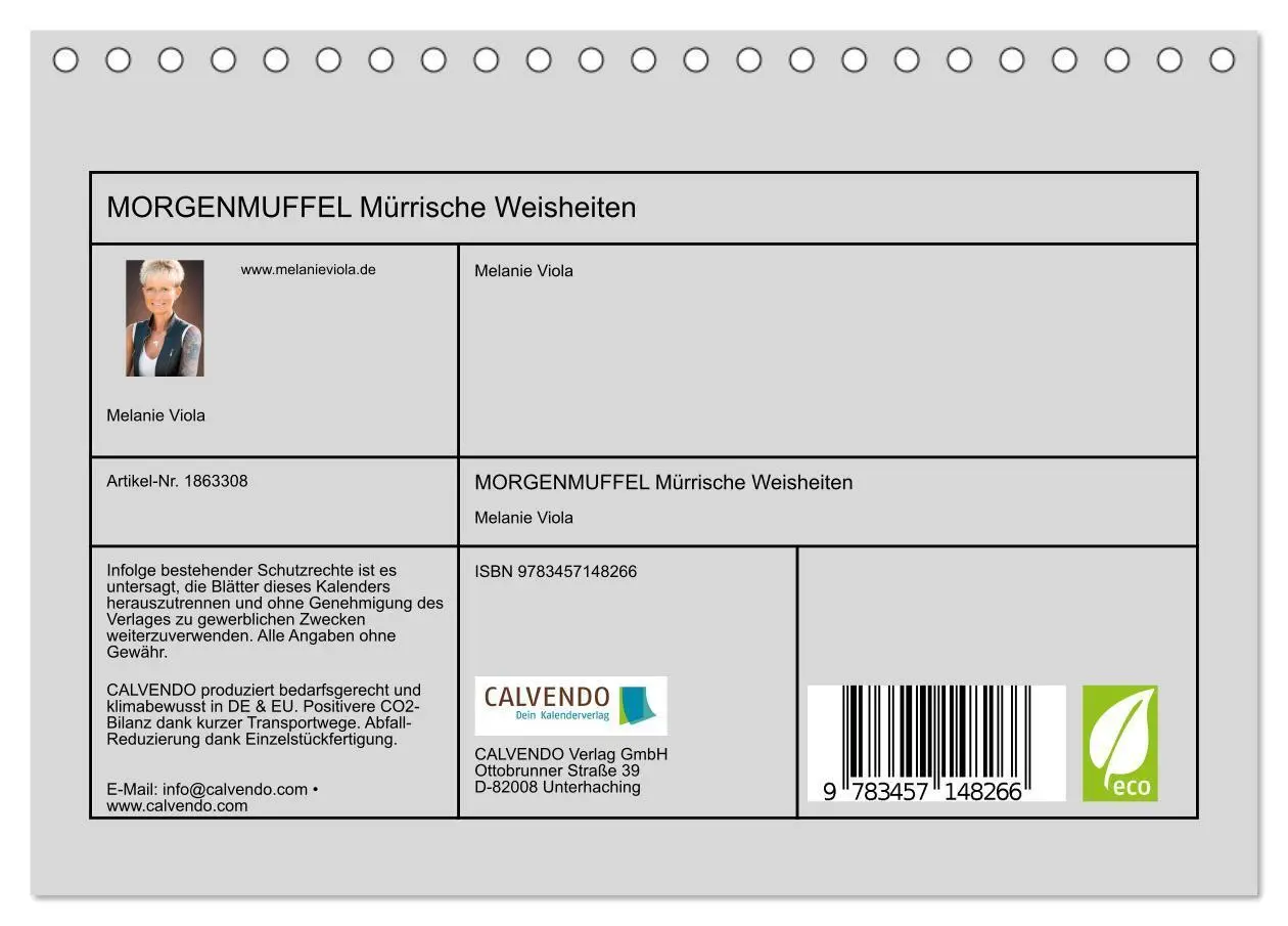 Bild: 9783457148266 | MORGENMUFFEL Mürrische Weisheiten (Tischkalender 2025 DIN A5 quer),...
