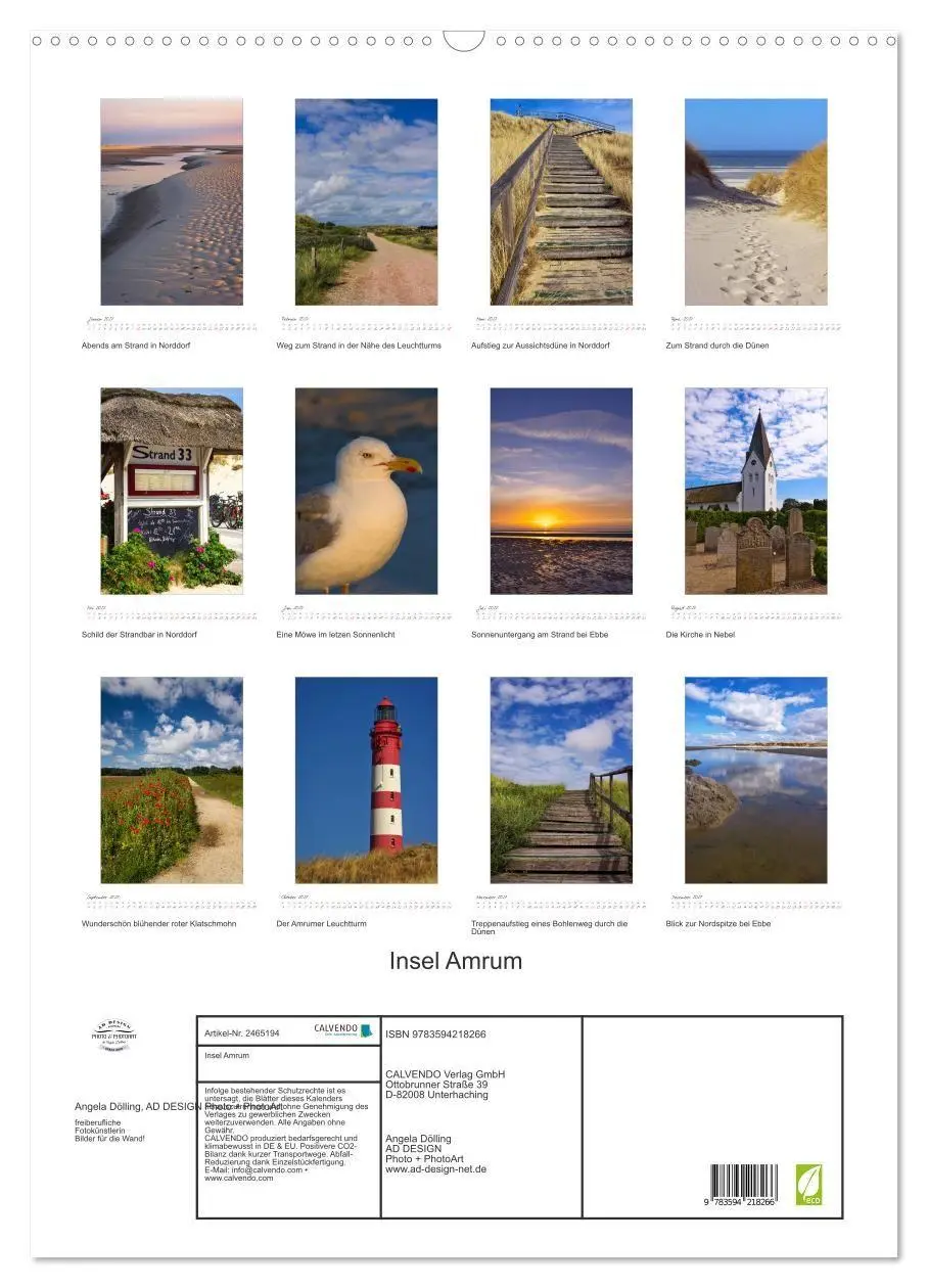 Bild: 9783594218266 | Insel Amrum (Wandkalender 2027 DIN A2 hoch), CALVENDO Monatskalender