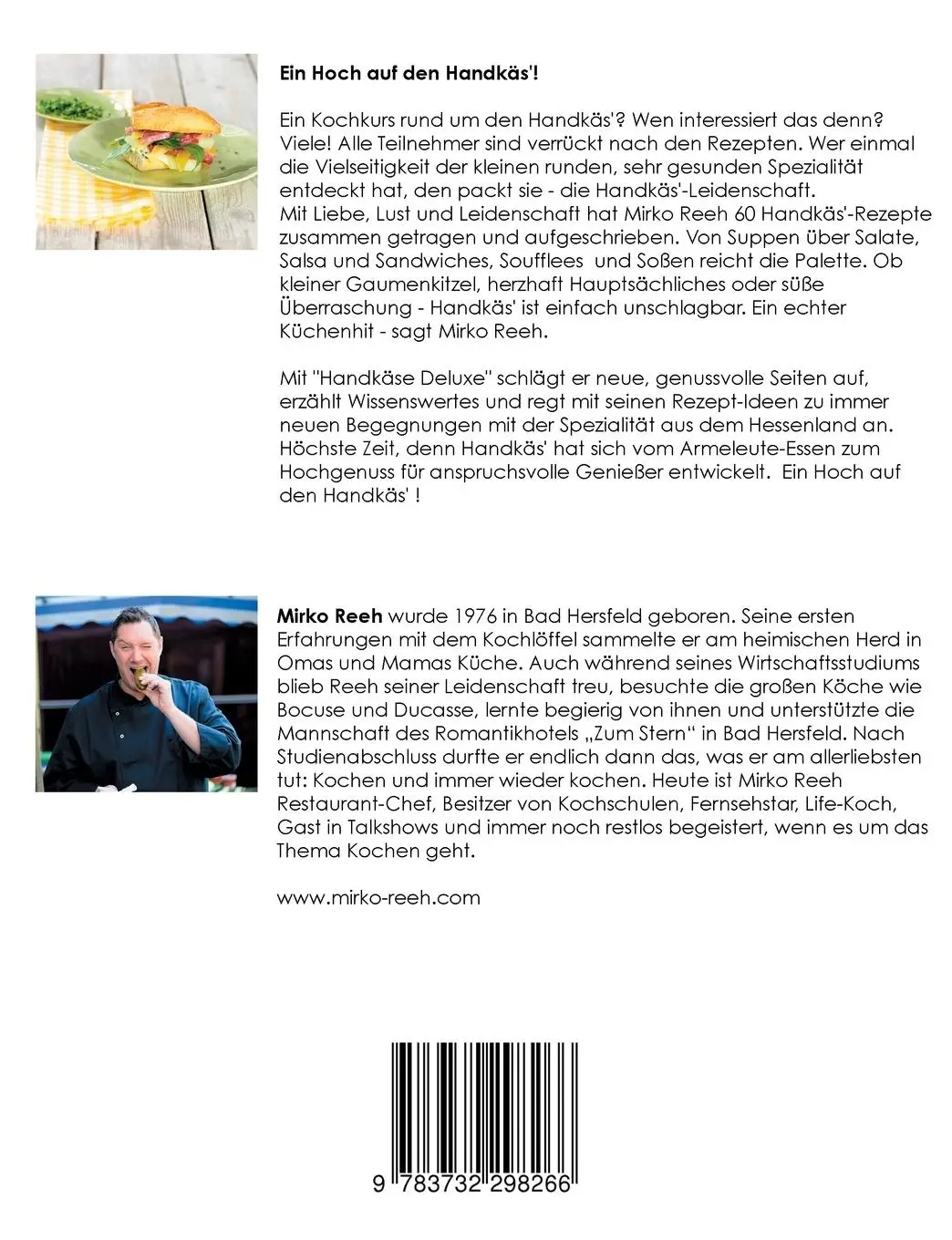 Rückseite: 9783732298266 | Handkäse Deluxe | Leckere Rezepte rund um den Handkäse | Mirko Reeh