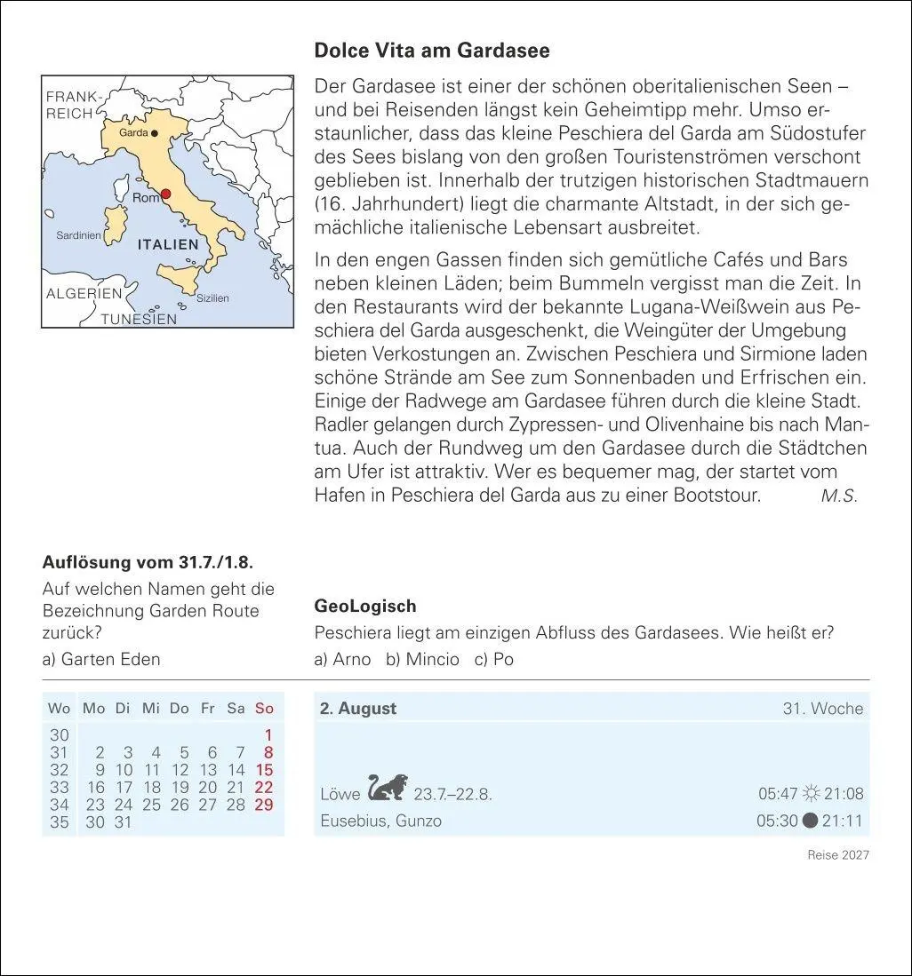 Bild: 9783840038266 | Reise Tagesabreißkalender 2027 - Kulturkalender - Städte, Menschen,...