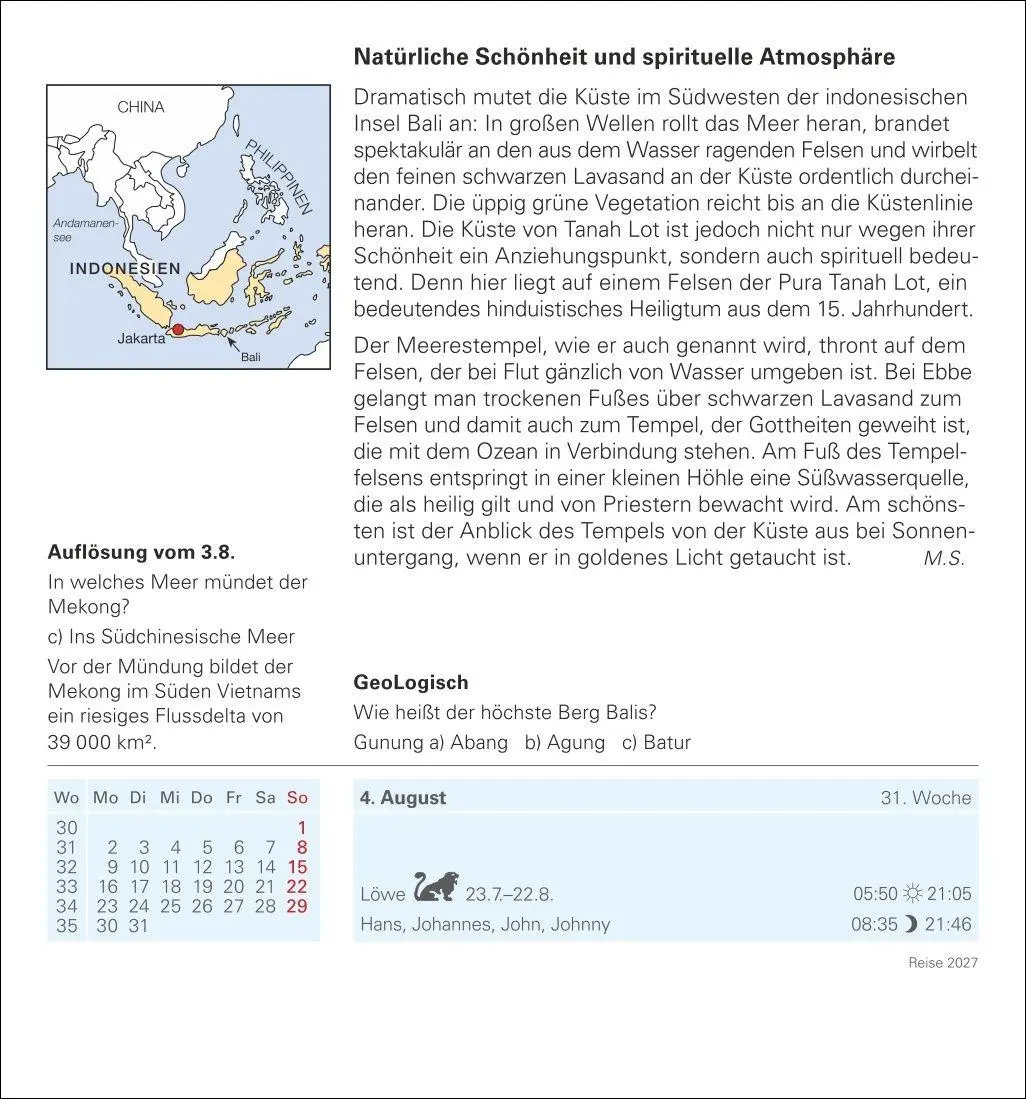 Bild: 9783840038266 | Reise Tagesabreißkalender 2027 - Kulturkalender - Städte, Menschen,...