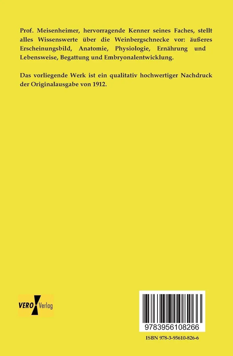 Rückseite: 9783956108266 | Die Weinbergschnecke | Helix pomatia L. | Johannes Meisenheimer | Buch