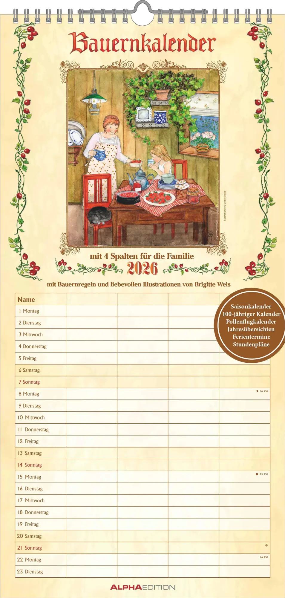 Cover: 4069095008366 | Bauernkalender Familienplaner - 4 Spalten | Kalender | 14 S. | Deutsch